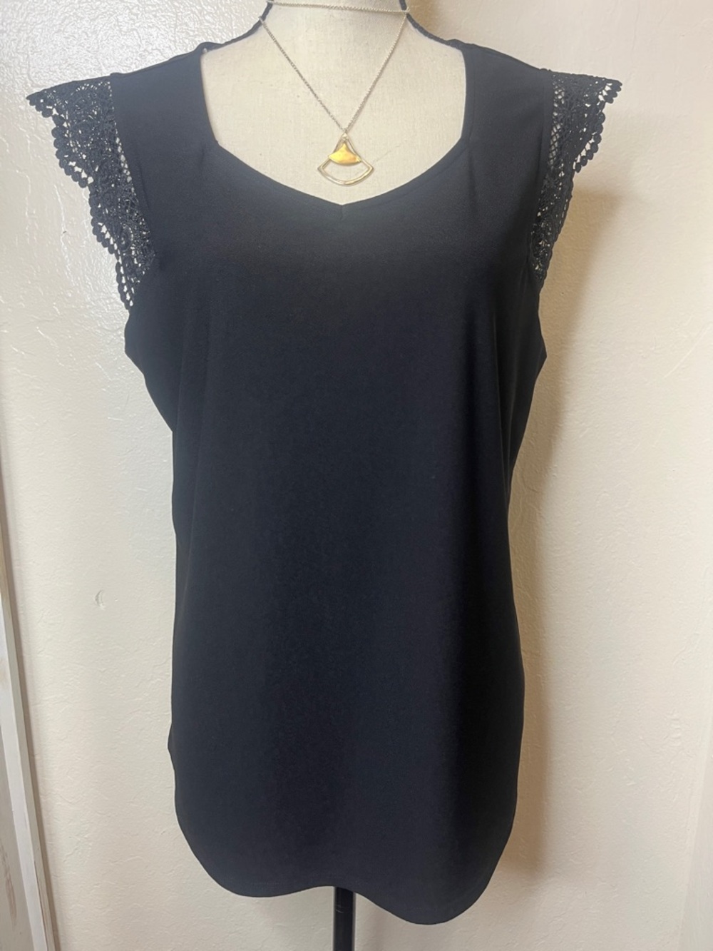 Classic Black Lace Cap-Sleeve Women's Top